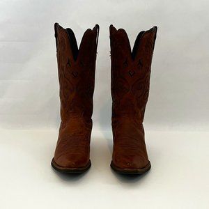 Womens Justin Mustang Cowhide Western Boots Sz 9 Brown L2559 Cowboy Cowgirl